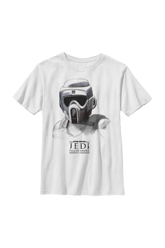 Boy's Star Wars Jedi: Fallen Order Grayscale Scout Trooper Graphic Tee White X Small