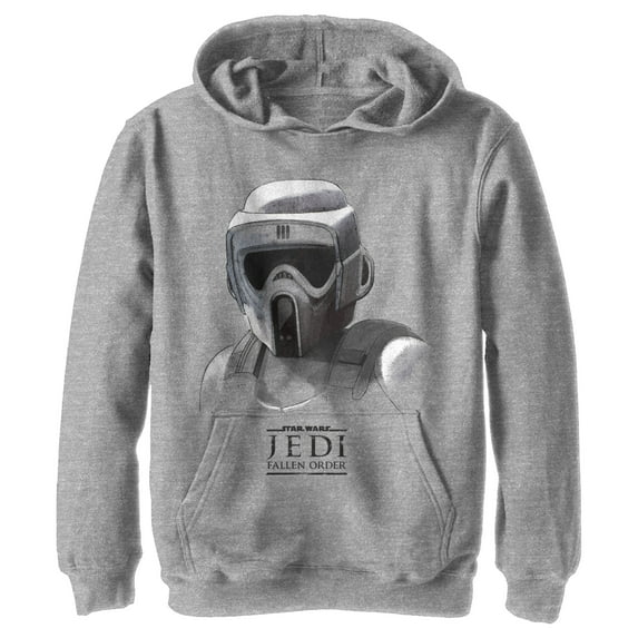 Boy's Star Wars Jedi: Fallen Order Grayscale Scout Trooper Pull Over Hoodie Athletic Heather Medium