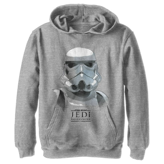 Boy's Star Wars Jedi: Fallen Order Stormtrooper Portrait Pull Over Hoodie Athletic Heather Medium