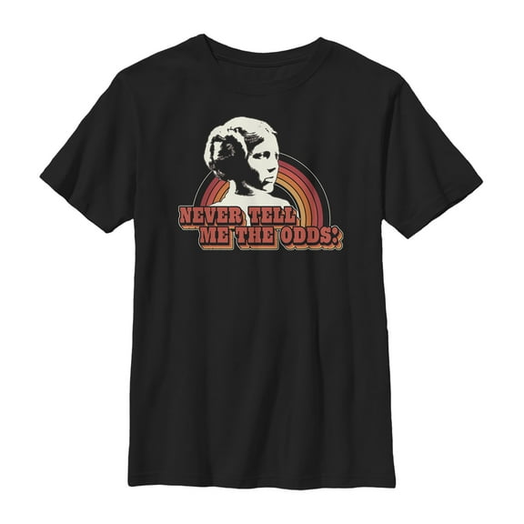 Boy's Star Wars Leia Never Tell Me the Odds  Graphic Tee Black Small