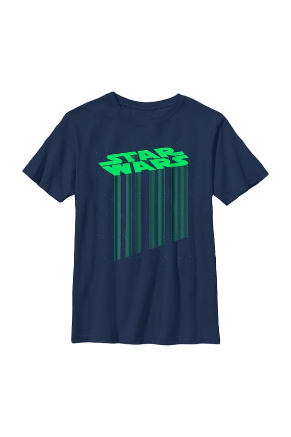 Boy's Star Wars Logo Light Show  Graphic Tee Navy Blue X Small