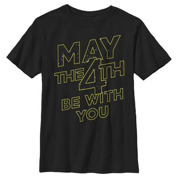 Boy's Star Wars May the 4th Be With You Stars  Graphic Tee Black X Large