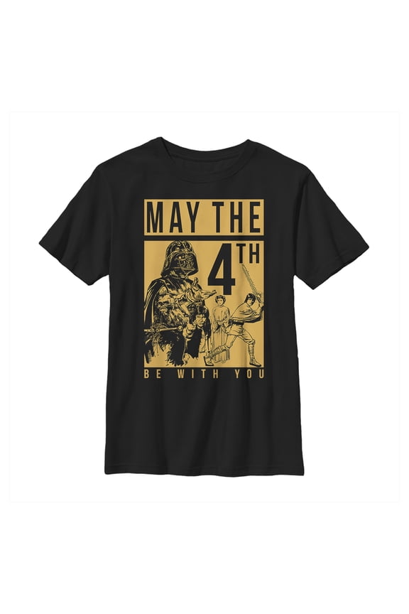Boy's Star Wars May the Fourth Two Tone Box Graphic Tee Black Large