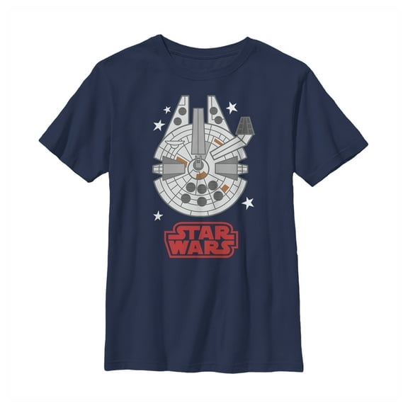 Boy's Star Wars Millennium Falcon Cartoon  Graphic Tee Navy Blue X Large
