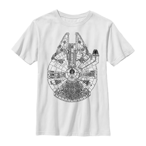 Boy's Star Wars Millennium Falcon Outline  Graphic Tee White X Large