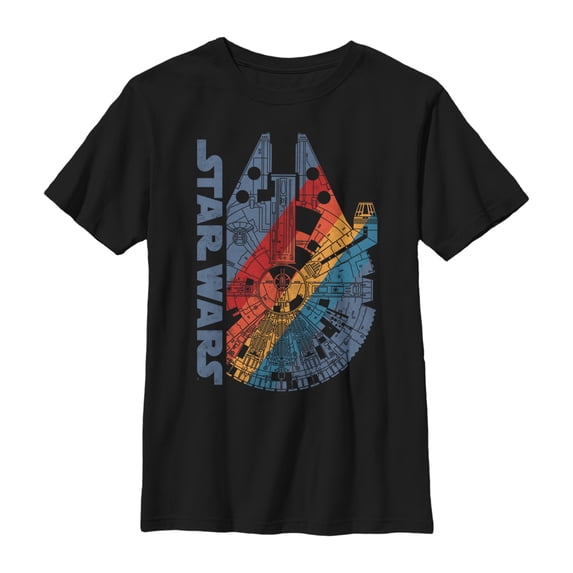 Boy's Star Wars Millennium Falcon Rainbow Graphic Tee Black Medium