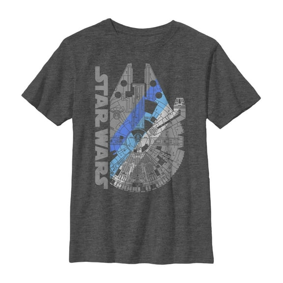 Boy's Star Wars Millennium Falcon Shadow Graphic Tee Charcoal Heather Small