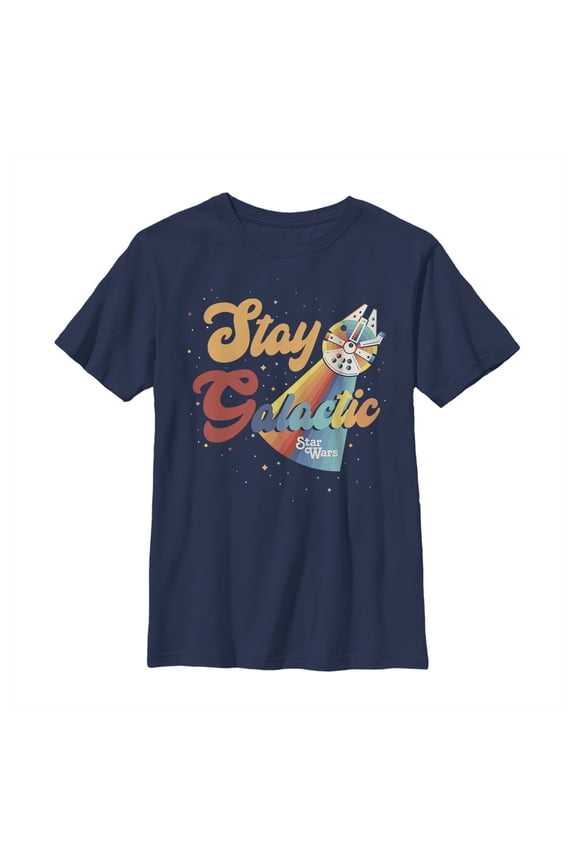 Boy's Star Wars Millennium Falcon Stay Galactic Graphic Tee Navy Blue Small