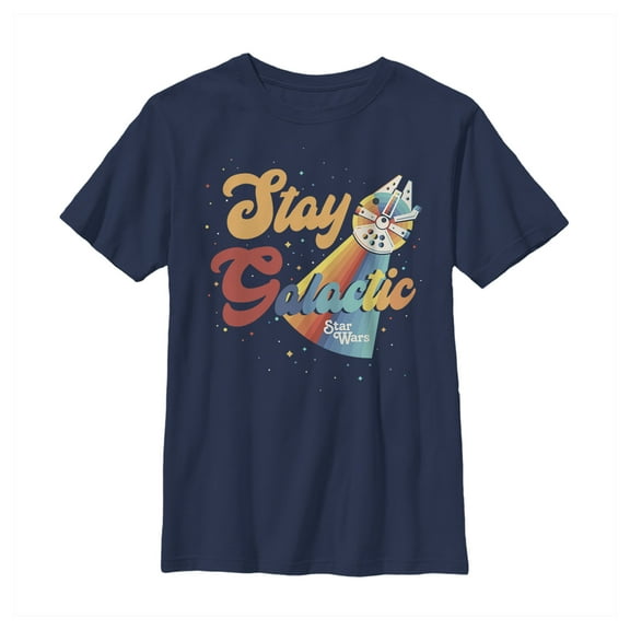Boy's Star Wars Millennium Falcon Stay Galactic  Graphic Tee Navy Blue X Small