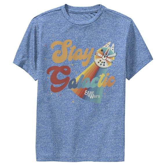 Boy's Star Wars Millennium Falcon Stay Galactic Performance Graphic Tee Royal Blue Heather Small
