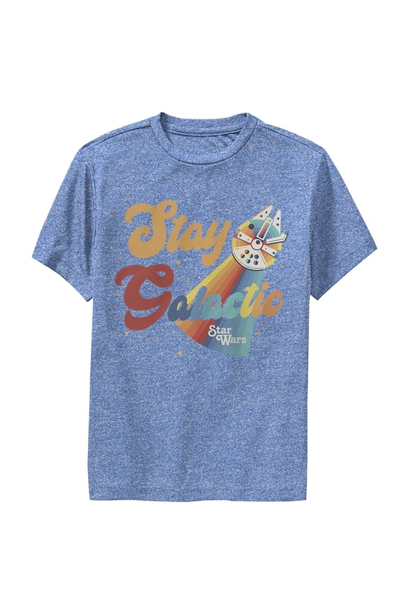Boy's Star Wars Millennium Falcon Stay Galactic Performance Graphic Tee Royal Blue Heather Small