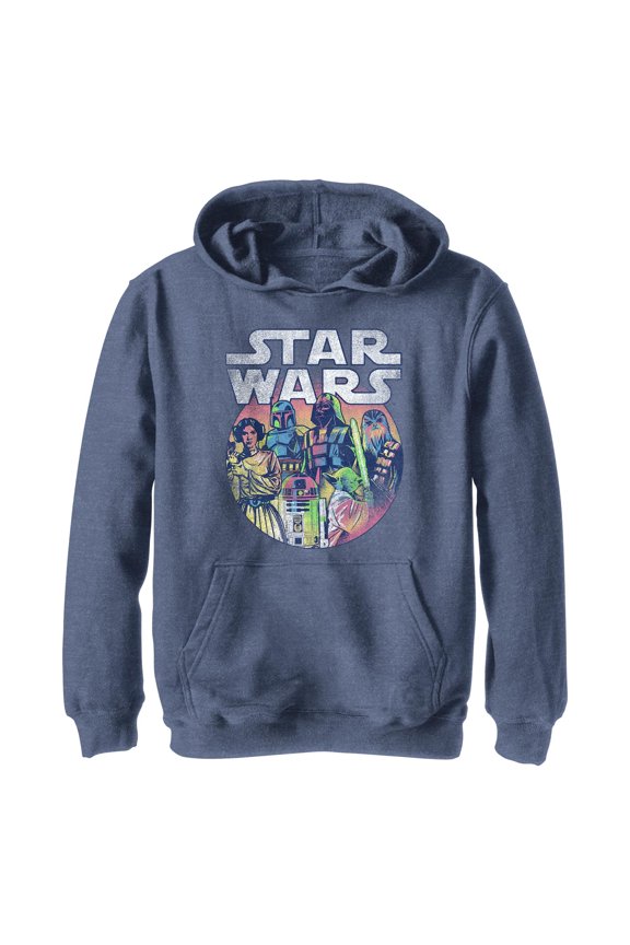 Boy's Star Wars Neon Circle Group Shot Pull Over Hoodie