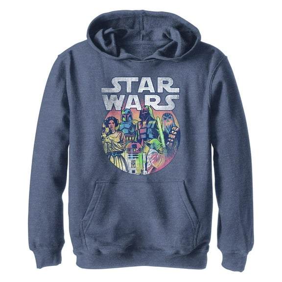 Boy's Star Wars Neon Circle Group Shot Pull Over Hoodie