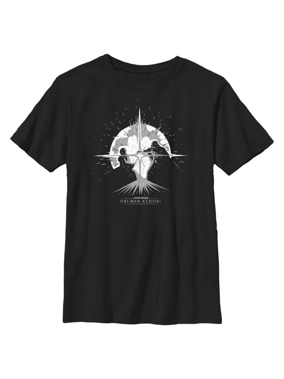 Boy's Star Wars: Obi-Wan Kenobi Darth Vader vs Kenobi Silhouette Lightsaber Explosion Graphic Tee Black X Large