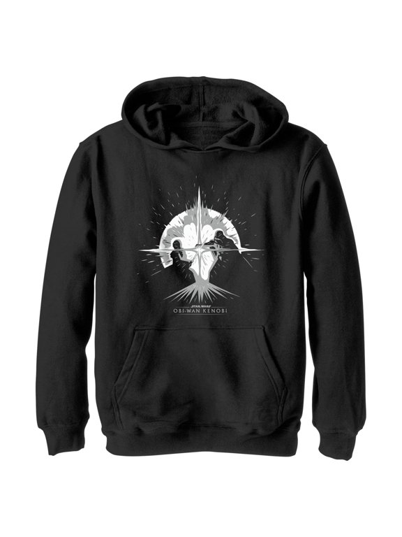 Boy's Star Wars: Obi-Wan Kenobi Darth Vader vs Kenobi Silhouette Lightsaber Explosion Pull Over Hoodie Black Small