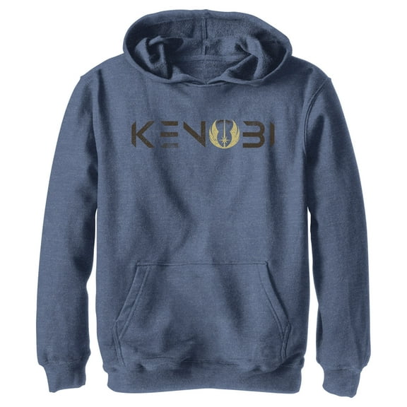 Boy's Star Wars: Obi-Wan Kenobi Jedi Kenobi Logo  Pull Over Hoodie Navy Blue Heather Small