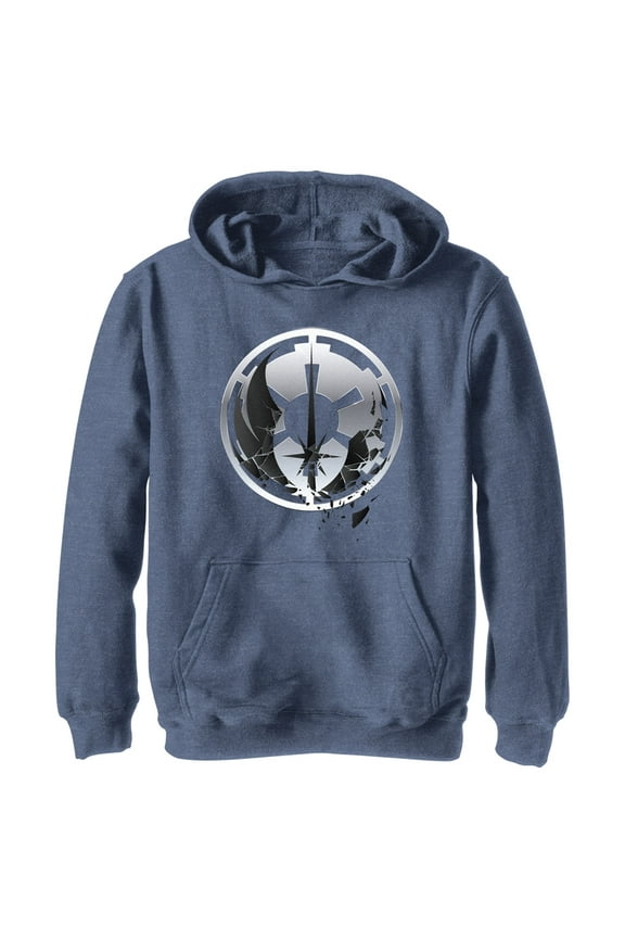 Boy's Star Wars: Obi-Wan Kenobi Jedi and Empire Logo Pull Over Hoodie Navy Blue Heather Large