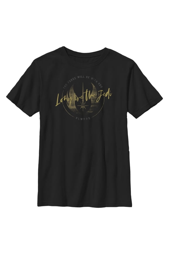 Boy's Star Wars: Obi-Wan Kenobi Long Live the Jedi Vintage Crest  Graphic Tee Black X Large