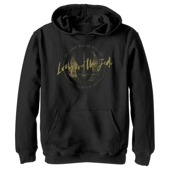Boy's Star Wars: Obi-Wan Kenobi Long Live the Jedi Vintage Crest Pull Over Hoodie Black Medium