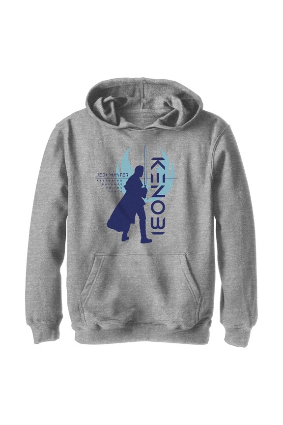 Boy's Star Wars: Obi-Wan Kenobi Restoring Balance Kenobi Silhouette  Pull Over Hoodie Athletic Heather Medium