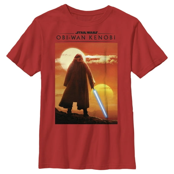 Boy's Star Wars: Obi-Wan Kenobi Two Suns and Kenobi on the Horizon  Graphic Tee Red Small