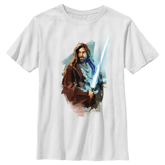 Boy's Star Wars: Obi-Wan Kenobi Watercolor Obi-Wan  Graphic Tee White X Small