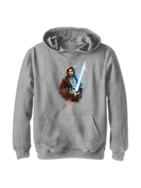 Boy's Star Wars: Obi-Wan Kenobi Watercolor Obi-Wan Pull Over Hoodie Athletic Heather Medium