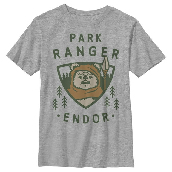Boys' Husky Star Wars Park Ranger Endor Ewok Badge Graphic Tee Athletic Heather Medium