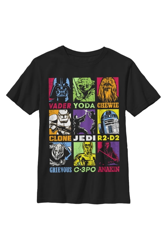 Boy's Star Wars Pop Character Bingo Graphic Tee Black X Large