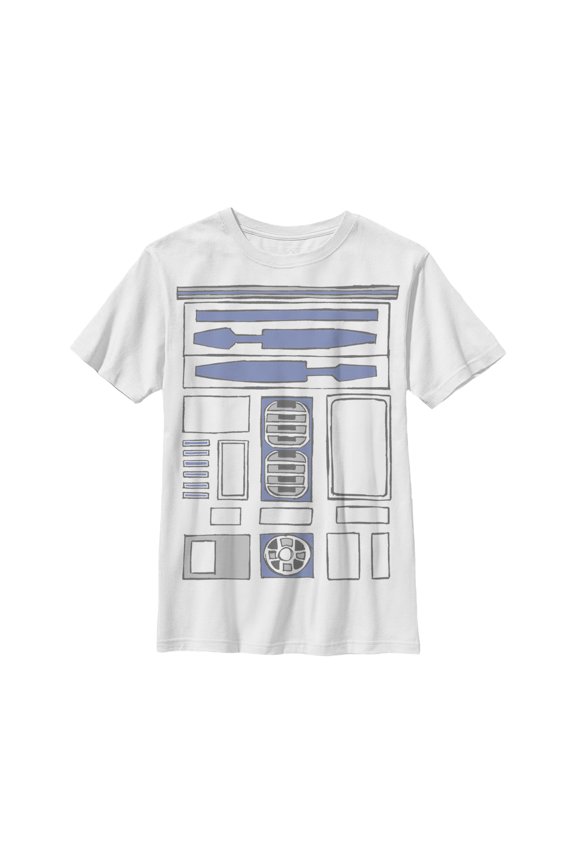 Boy's Star Wars R2-D2 Cartoon Costume Graphic Tee White Large