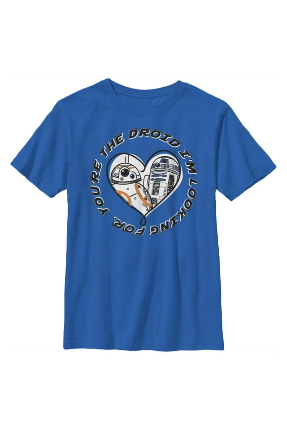 Boy's Star Wars R2-D2 and BB-8 You're the Droid I'm Looking For Graphic Tee Royal Blue Medium