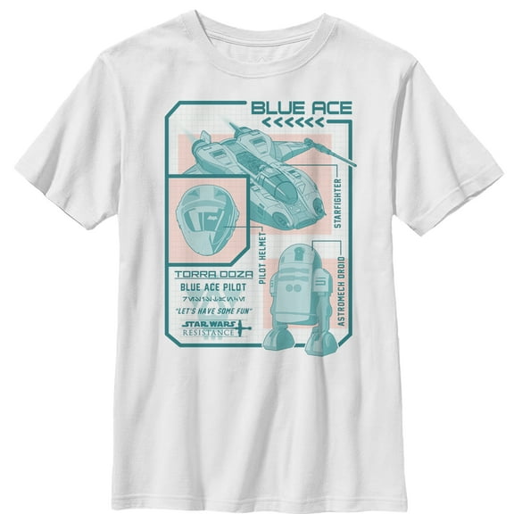 Boy's Star Wars Resistance Ace Schematic Detail  Graphic Tee White X Large