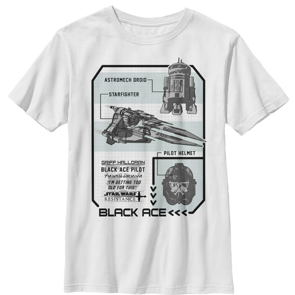 Boy's Star Wars Resistance Ace Schematic Detail  Graphic Tee White X Large
