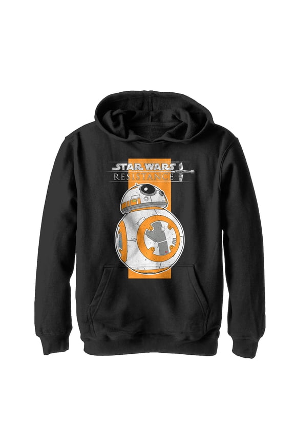 Boy's Star Wars Resistance BB-8 Logo Pull Over Hoodie Black Medium