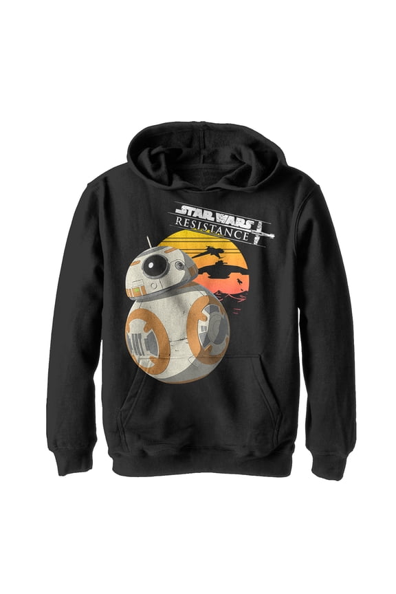 Boy's Star Wars Resistance BB-8 Sunset Pull Over Hoodie Black Medium