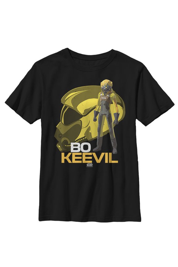 Boy's Star Wars Resistance Bo Keevil Helmet Graphic Tee Black Large