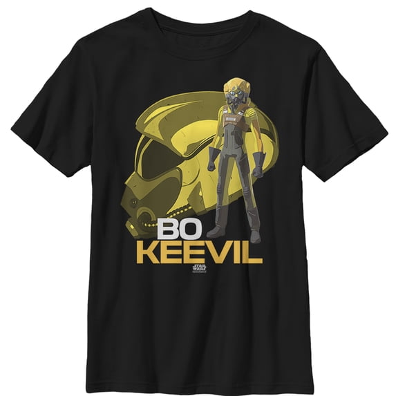 Boy's Star Wars Resistance Bo Keevil Helmet Graphic Tee Black Medium