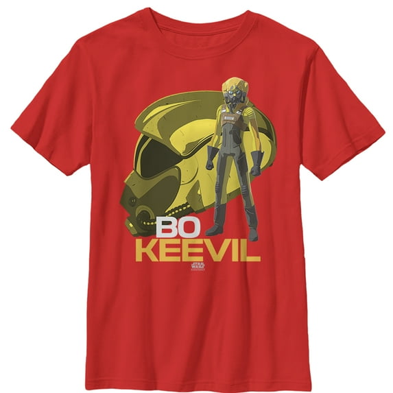 Boy's Star Wars Resistance Bo Keevil Helmet Graphic Tee Red X Large