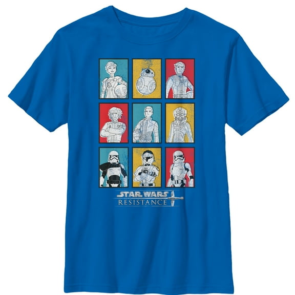 Boy's Star Wars Resistance Character Bingo  Graphic Tee Royal Blue Large