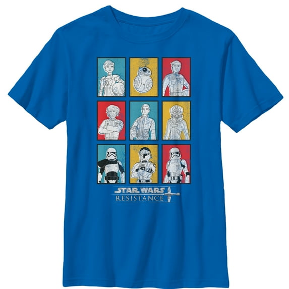 Boy's Star Wars Resistance Character Bingo Graphic Tee Royal Blue X Large