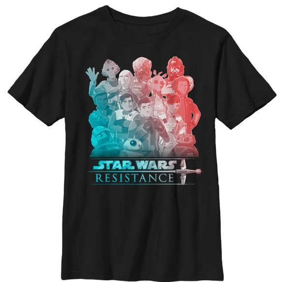 Boy's Star Wars Resistance Character Collage Graphic Tee Black Large