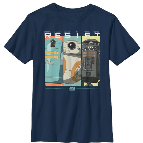 Boy's Star Wars Resistance Droids Resist Panel Graphic Tee Navy Blue Medium