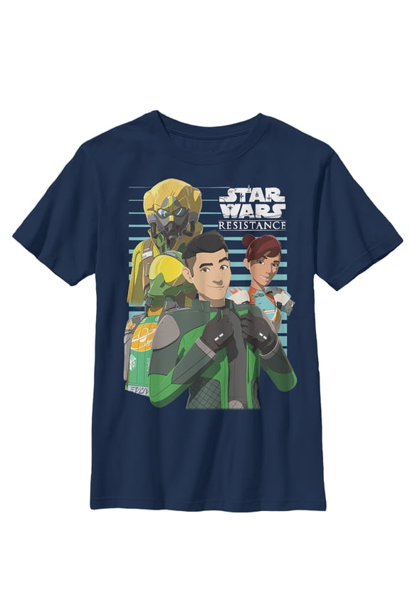 Boy's Star Wars Resistance Favorite Characters Graphic Tee Navy Blue Medium