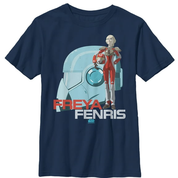 Boy's Star Wars Resistance Freya Fenris Helmet  Graphic Tee Navy Blue Large