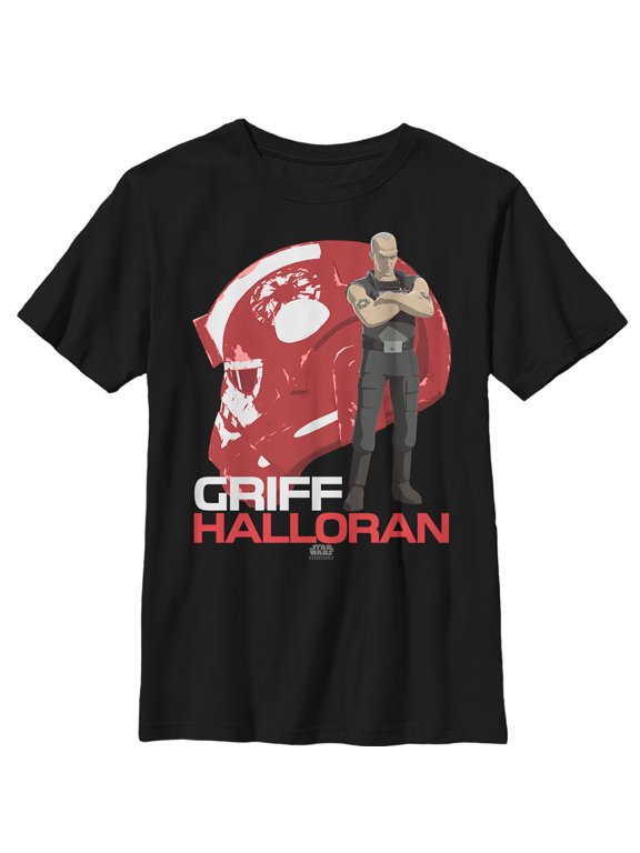 Boy's Star Wars Resistance Griff Halloran Helmet Graphic Tee Black X Large