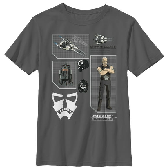 Boy's Star Wars Resistance Griff Profile  Graphic Tee Charcoal Small