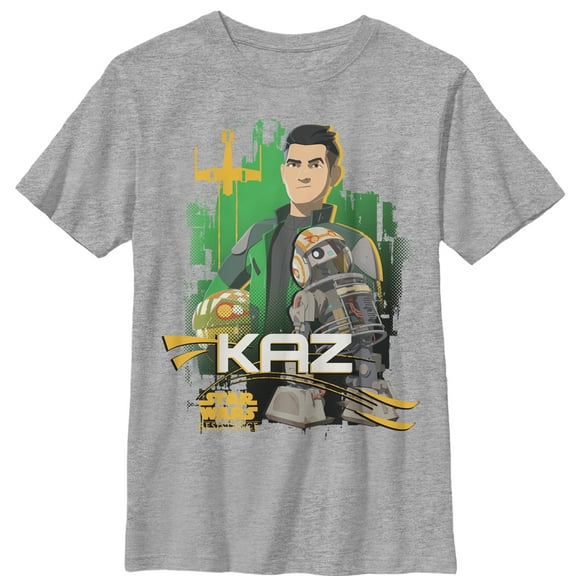 Boy's Star Wars Resistance Kaz & Bucket  Graphic Tee Athletic Heather X Large