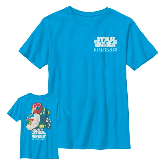 Boy's Star Wars Resistance Pilot Helmet Collage Graphic Tee Turquoise Medium