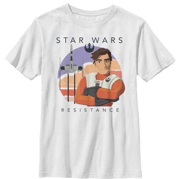 Boy's Star Wars Resistance Poe Launch Graphic Tee White Large