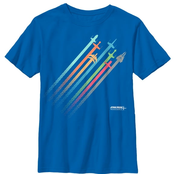 Boy's Star Wars Resistance Rainbow Ship Streaks Graphic Tee Royal Blue X Small